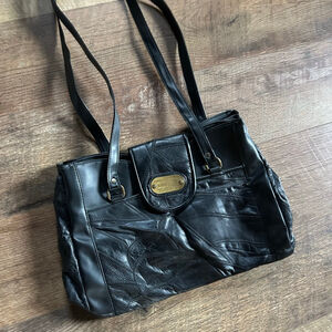 Women's Stefanie Black Patchwork Leather Shoulder Bag